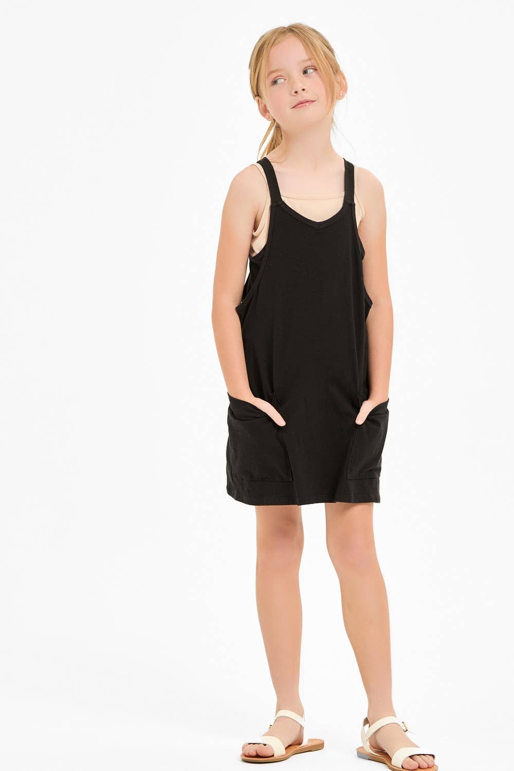 Relaxed Tank Dress with Built-In Romper Lining: Hot Pink / L