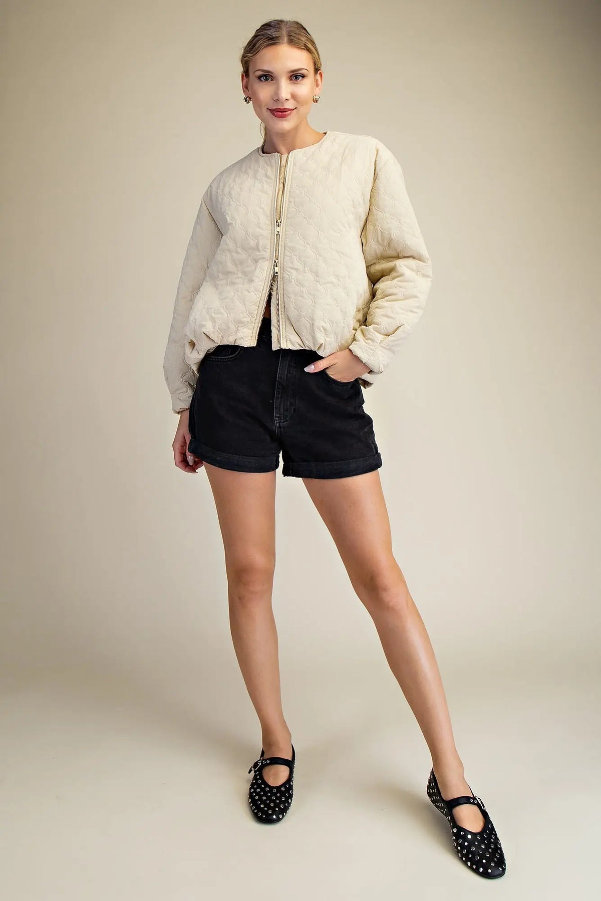 QUILTED JACKET - BEIGE