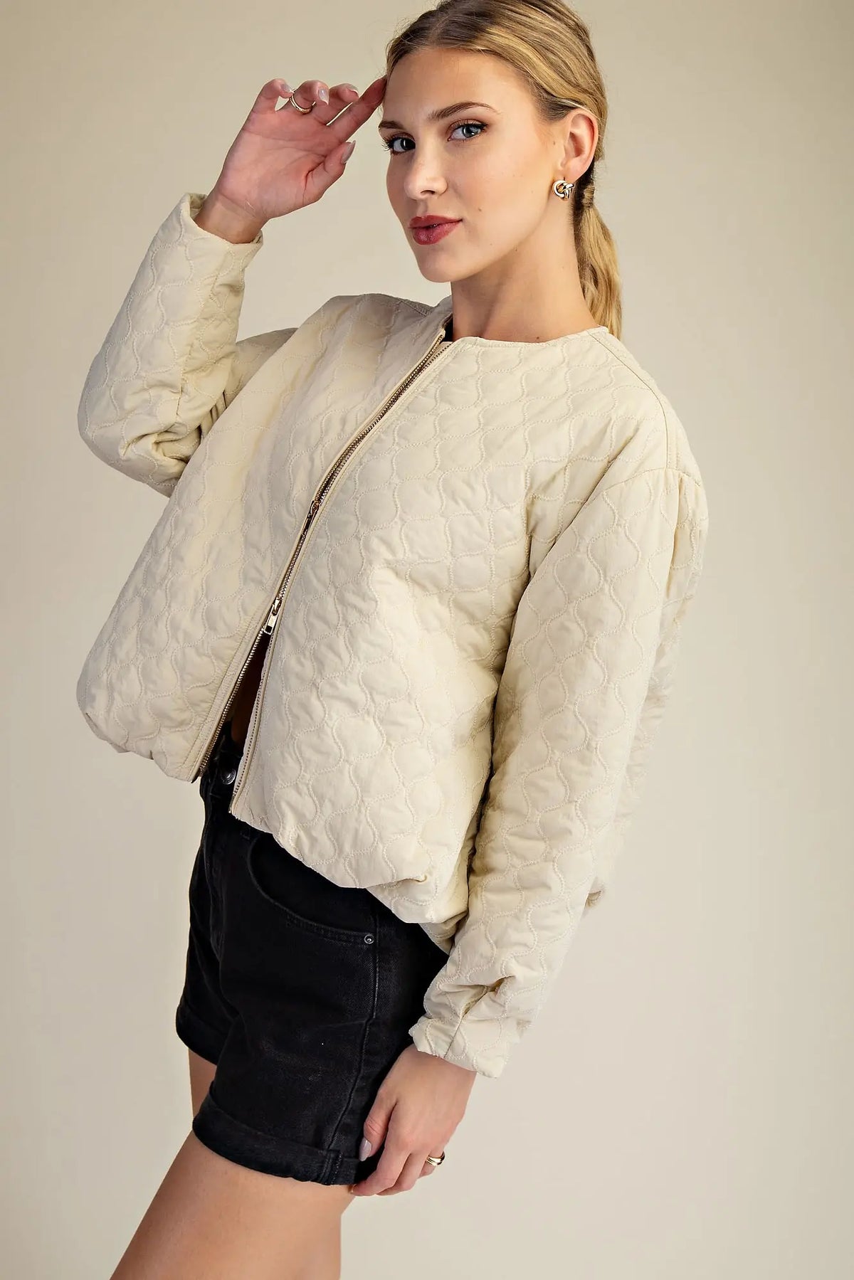 QUILTED JACKET - BEIGE