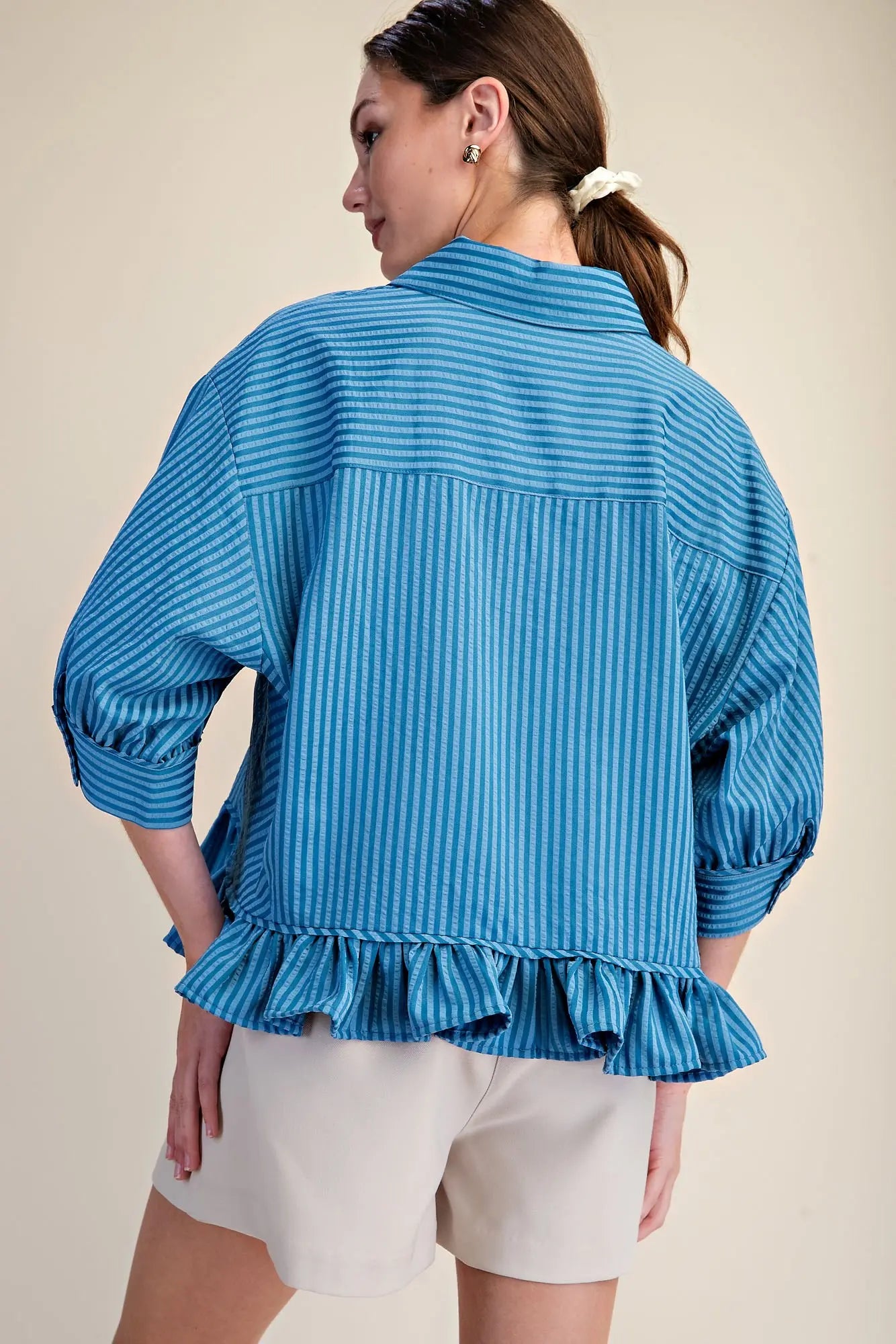 RAVING RUFFLES TOP - BLUE