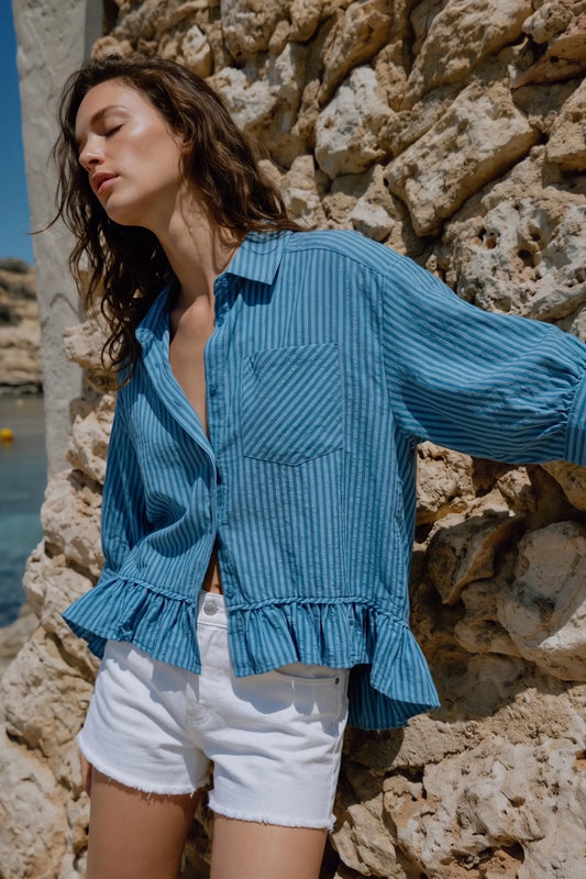 RAVING RUFFLES TOP - BLUE