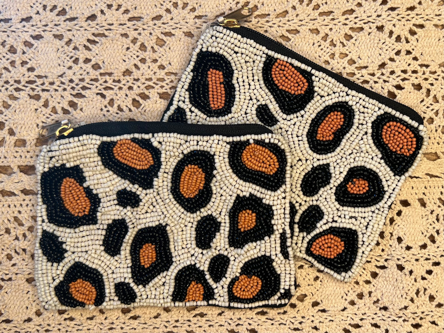LEOPARD BEADED COIN PURSE