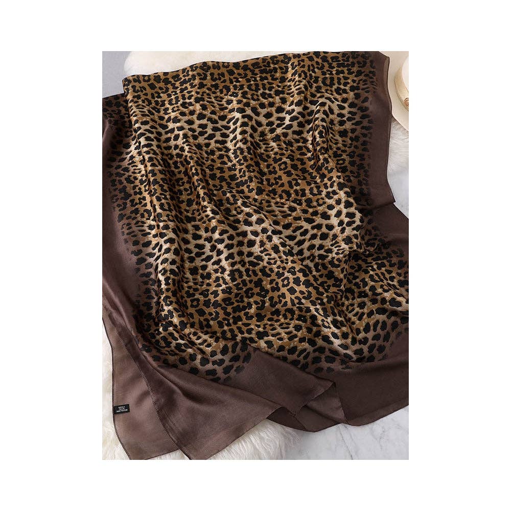 LEOPARD GRADIENT SILK SCARF - CARMEL