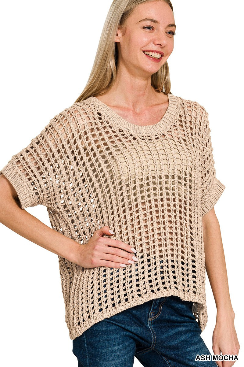 ADRIANA MESH TOP - ASH MOCHA