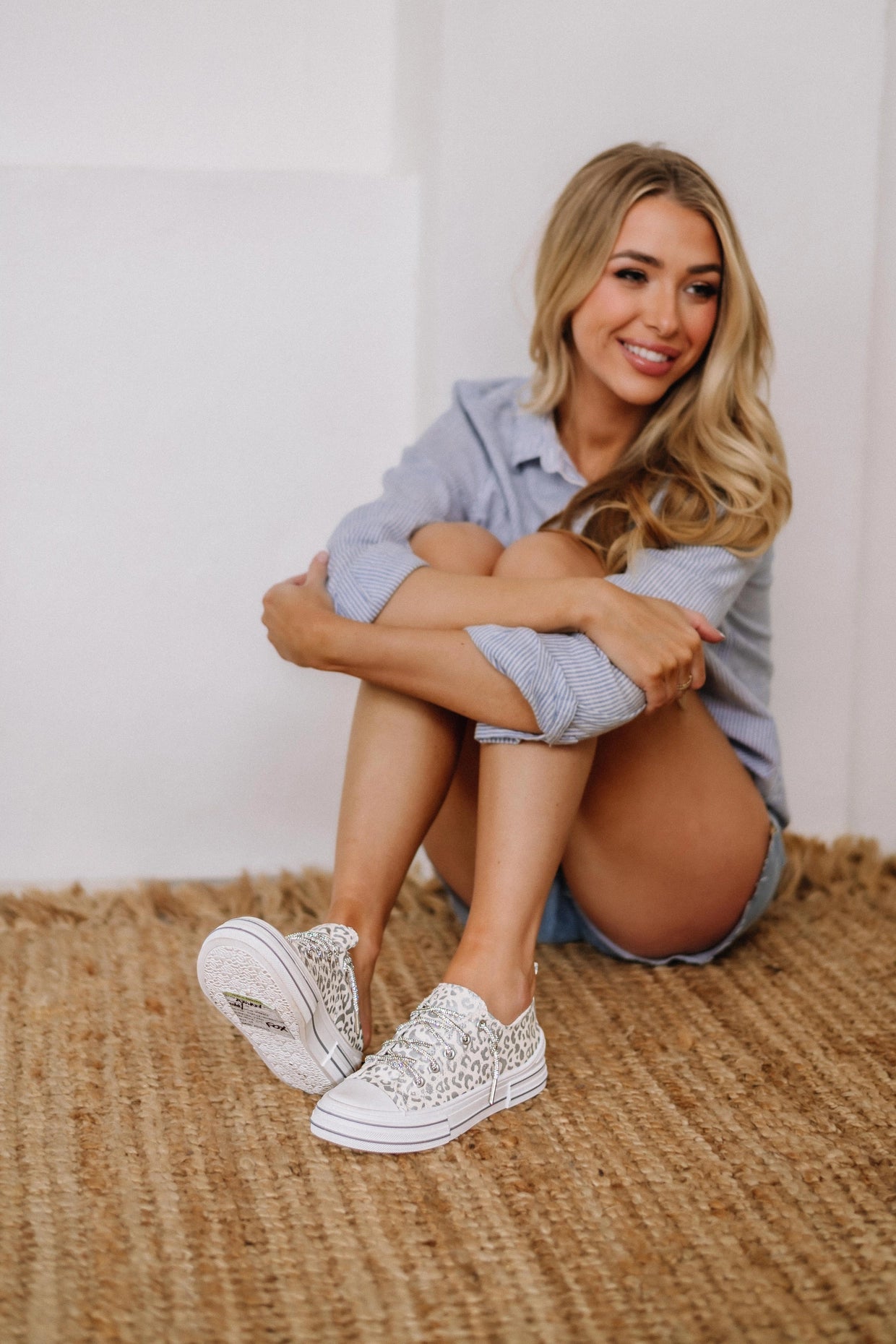 AMAN SPARKLE SNEAKERS - WHITE LEOPARD
