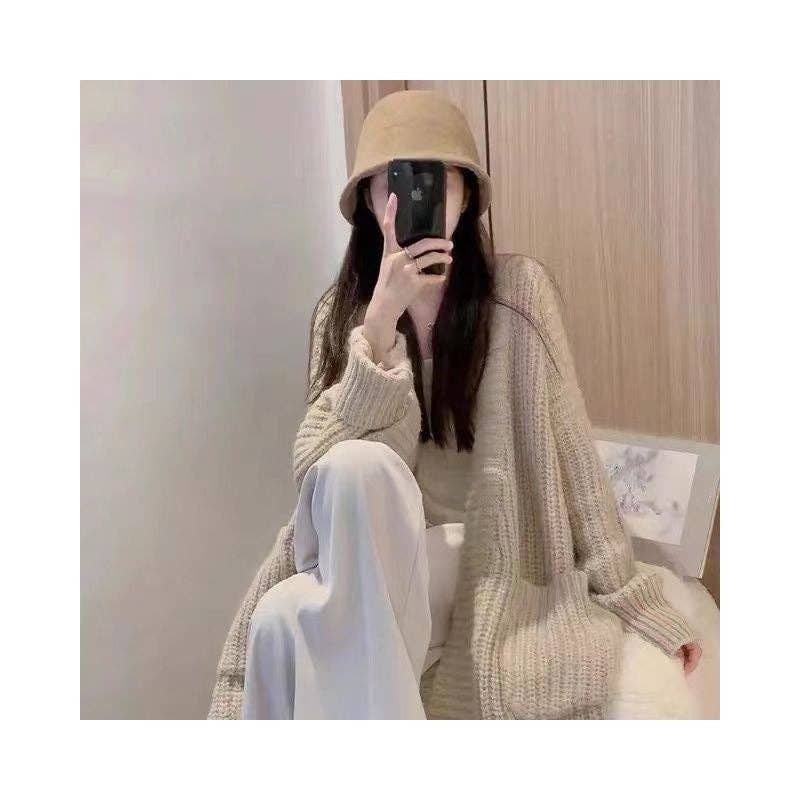 MID-LENGTH LOOSE CARDIGAN - APRICOT