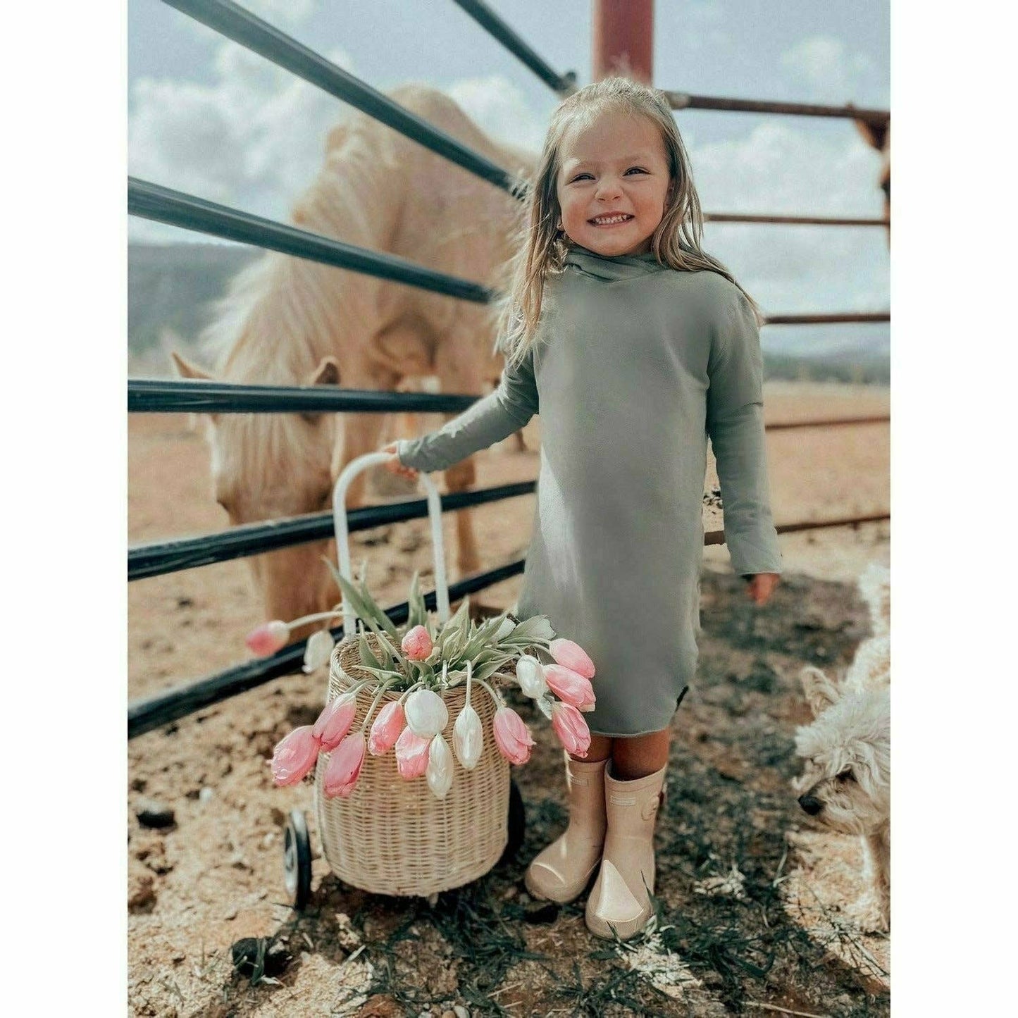 ORGANIC LUNA HOODIE DRESS - OLIVE