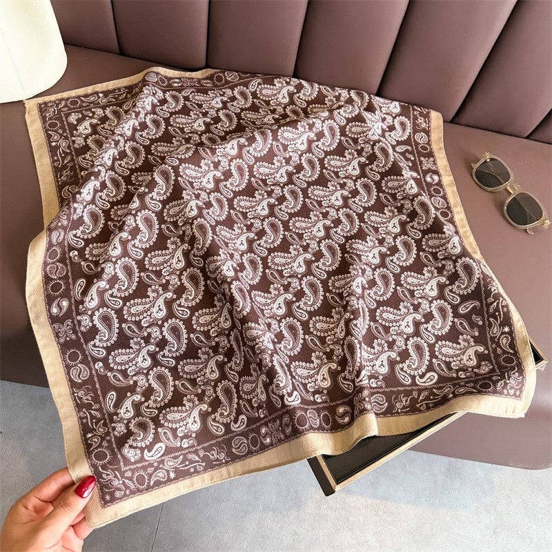 PAISLEY, PAISLEY SCARF - COFFEE