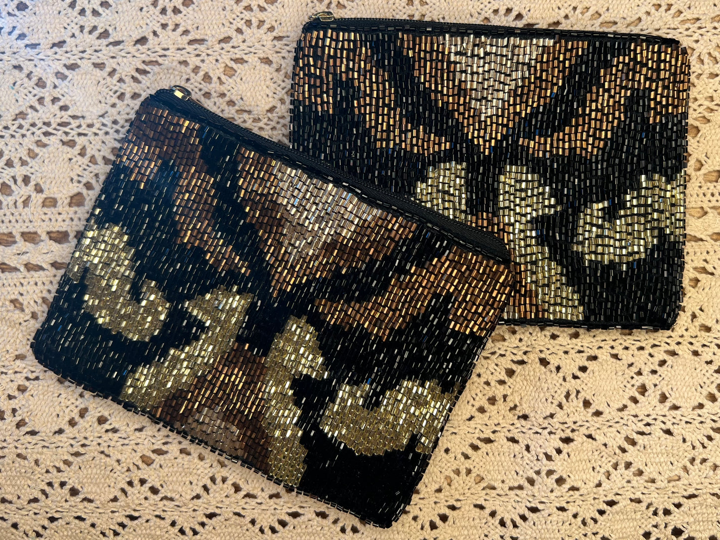 FANCY BLACK BEADED COIN PURSE