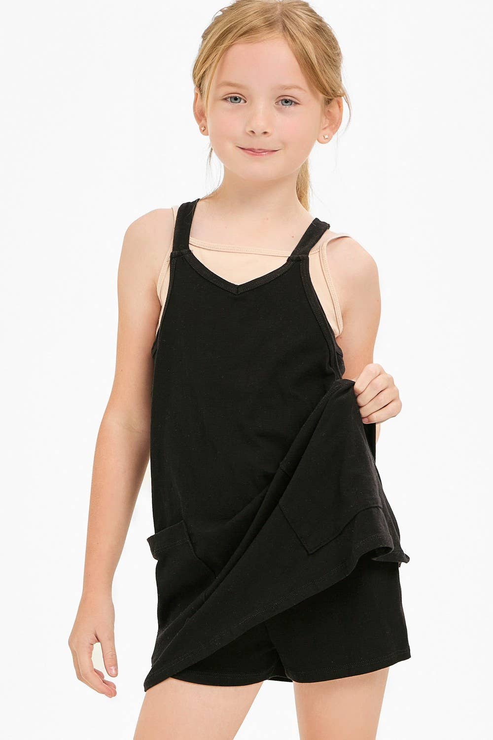 Relaxed Tank Dress with Built-In Romper Lining: Hot Pink / L