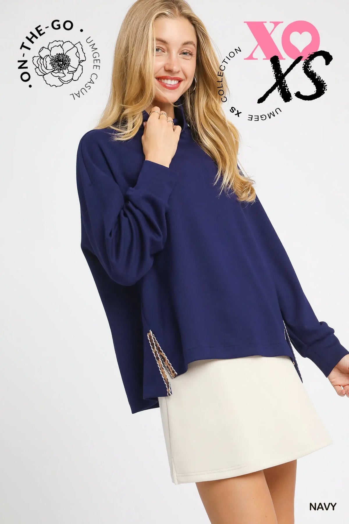 ON THE MOVE TOP - NAVY