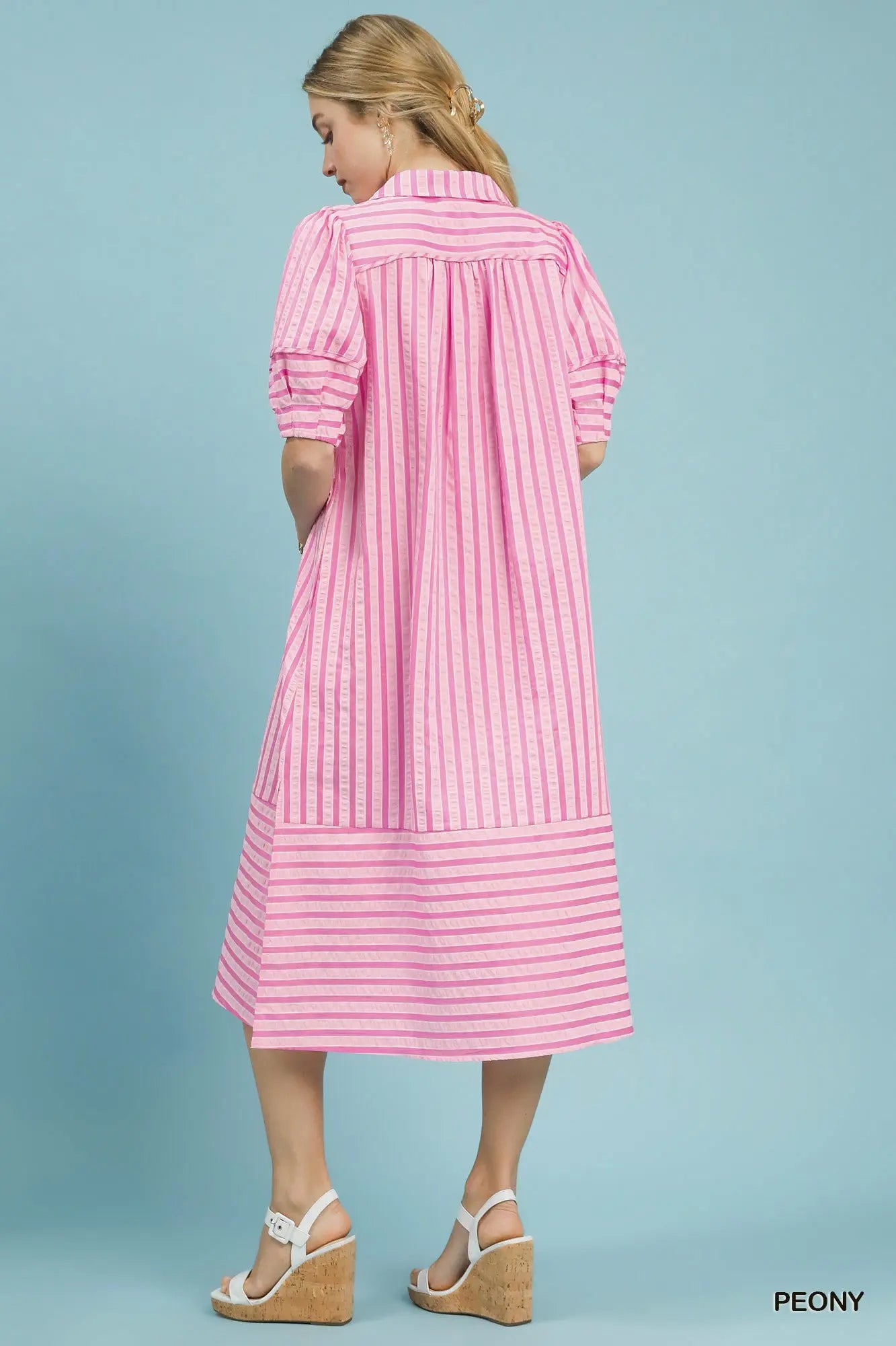 STRIPED MIDI DRESS