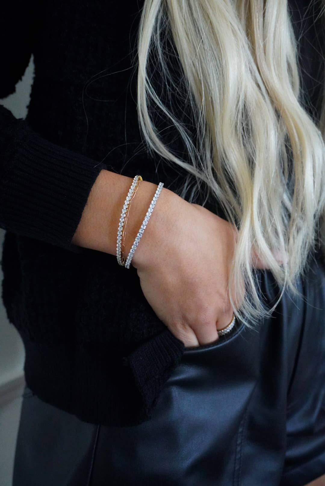 STRETCHY TENNIS BRACELET - SILVER