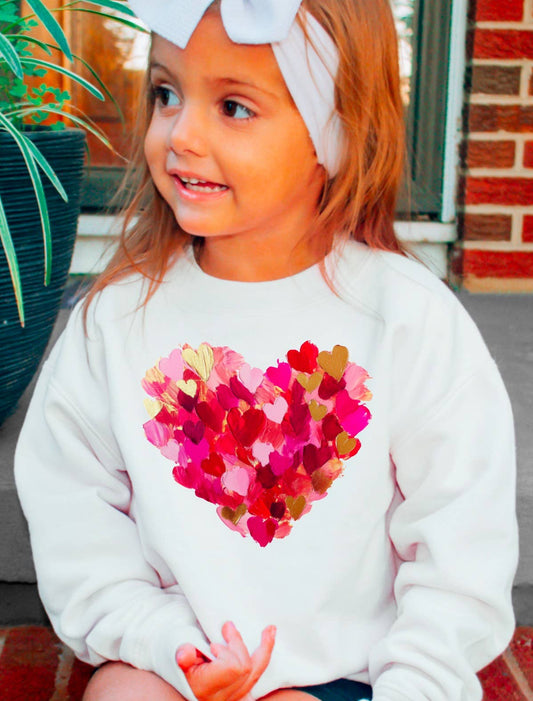 YOUTH WATERCOLOR HEARTS SWEATSHIRT