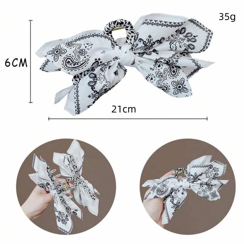 BOHO PAISLEY HAIR BOW SCRUNCHIE