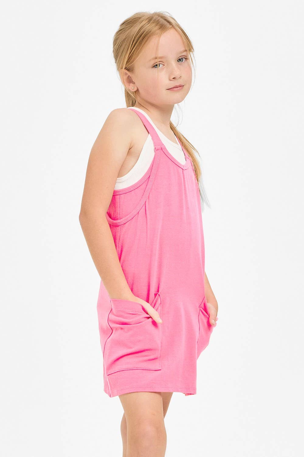 Relaxed Tank Dress with Built-In Romper Lining: Hot Pink / L