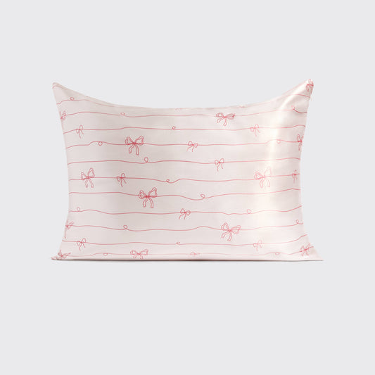 SATIN PILLOWCASE - STRIPED BOWS