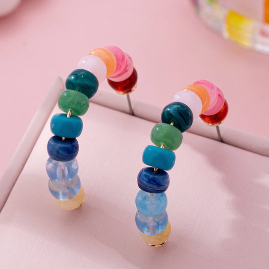 RAINBOW HOOP EARRINGS - MULTI