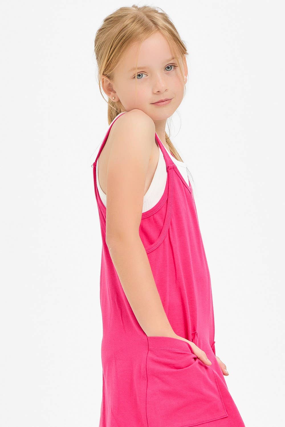 Relaxed Tank Dress with Built-In Romper Lining: Hot Pink / XL