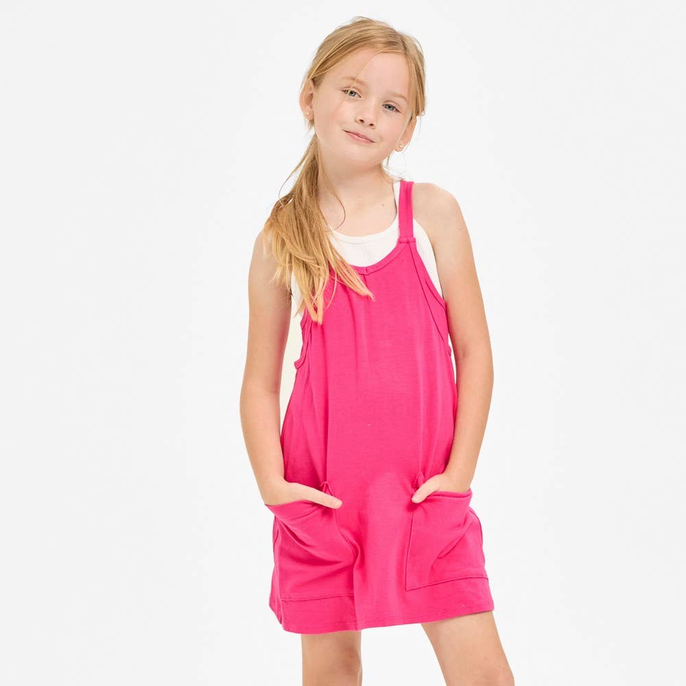 Relaxed Tank Dress with Built-In Romper Lining: Hot Pink / XL