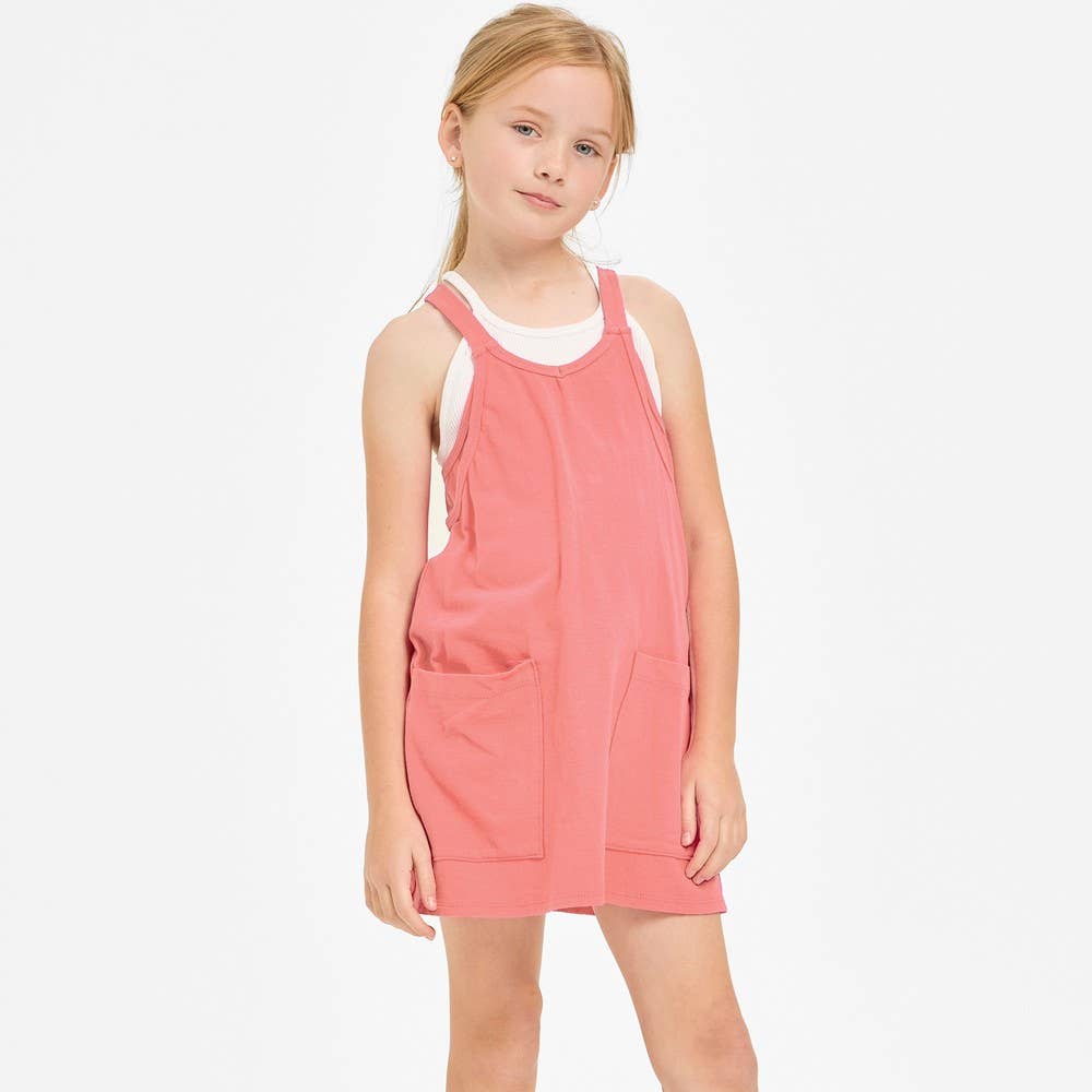 Relaxed Tank Dress with Built-In Romper Lining: Hot Pink / L