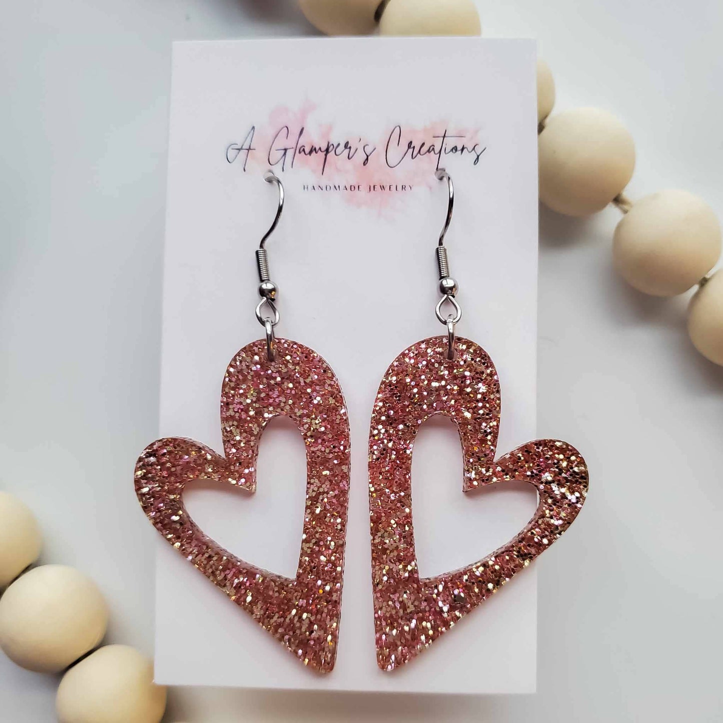 PINK & GOLD CUTOUT HEART EARRINGS
