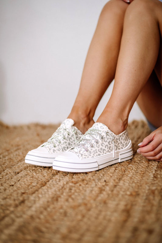 AMAN SPARKLE SNEAKERS - WHITE LEOPARD