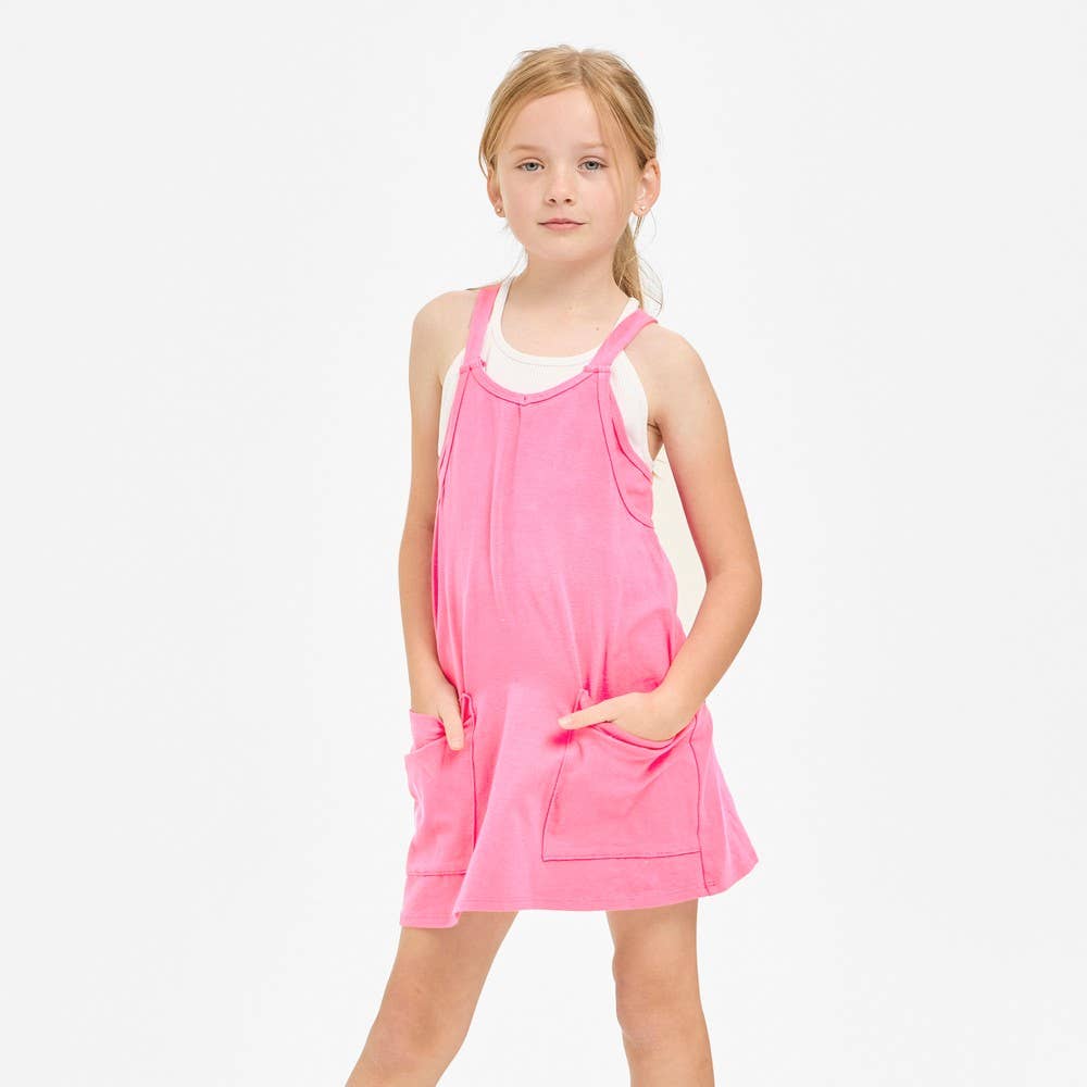Relaxed Tank Dress with Built-In Romper Lining: Hot Pink / XL