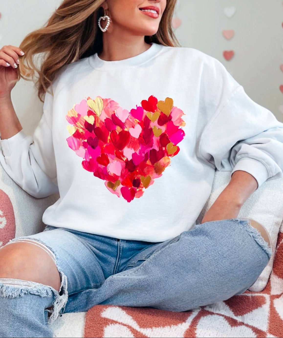 WATERCOLOR HEARTS SWEATSHIRT
