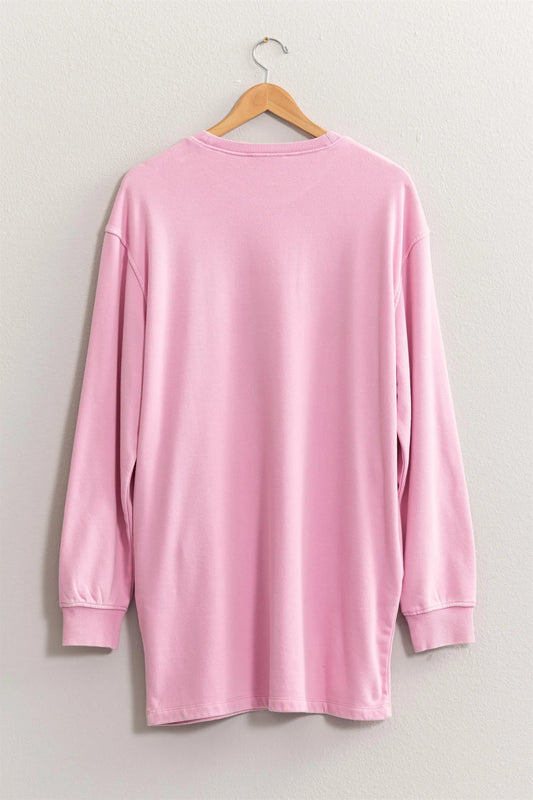 MUST BE LOVE MINI SWEATSHIRT DRESS - ROSE PINK