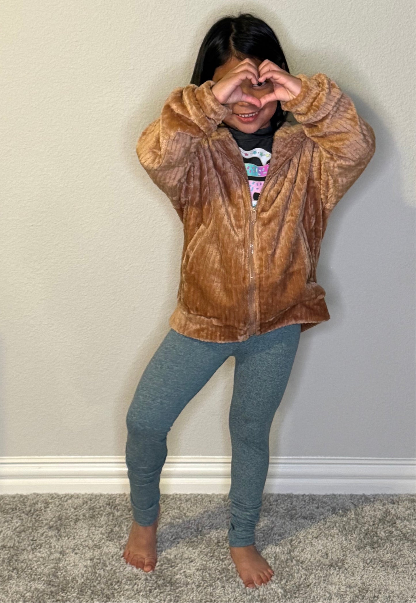 VELVET FUR HOODIE JACKET - MOCHA