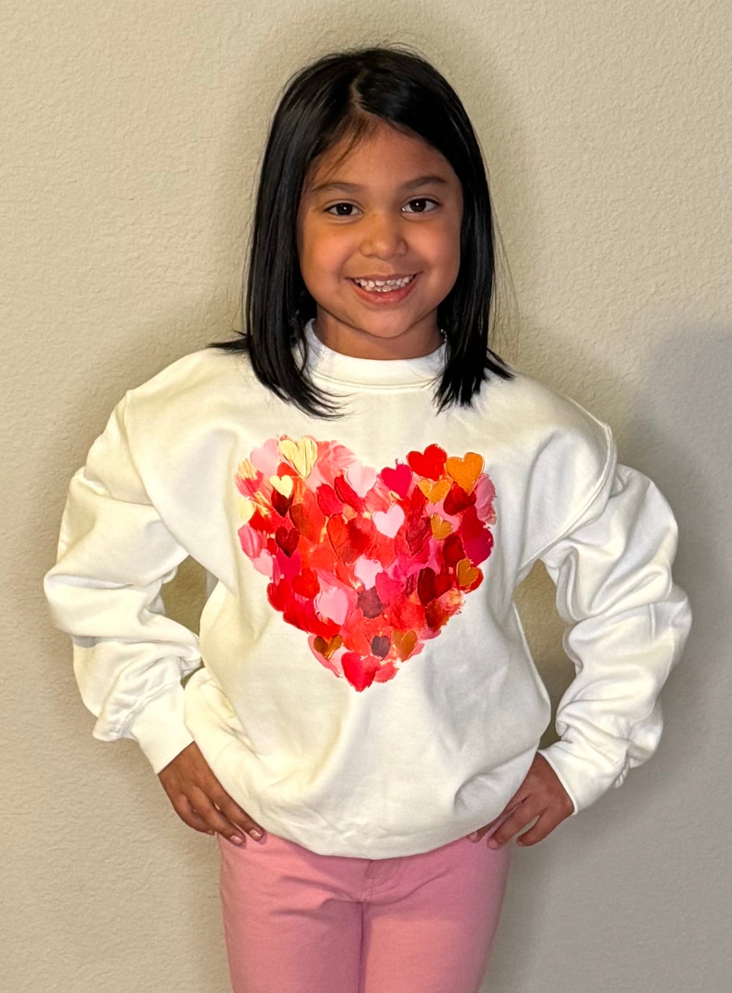 YOUTH WATERCOLOR HEARTS SWEATSHIRT