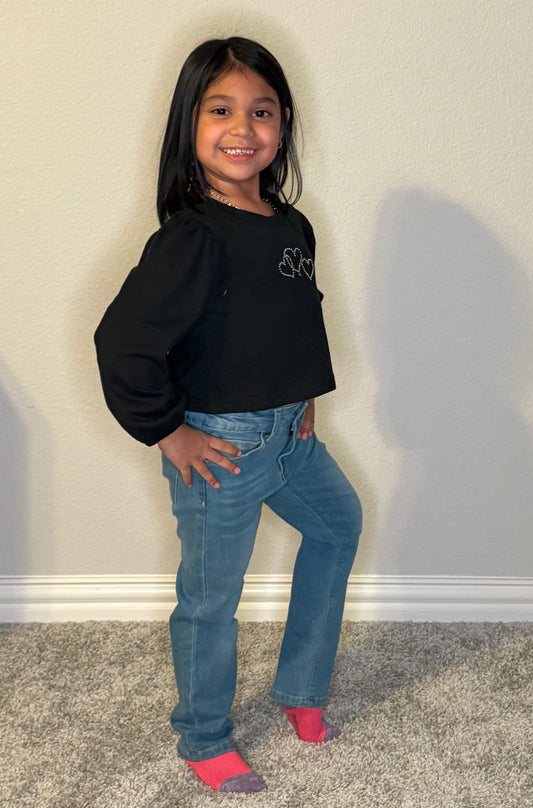 THREE HEARTS LONG SLEEVE TOP