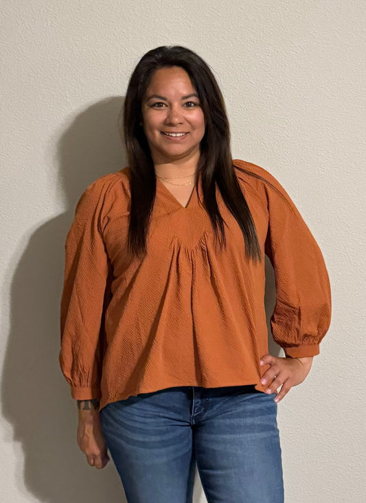 FALL FLAIR TOP - RUST
