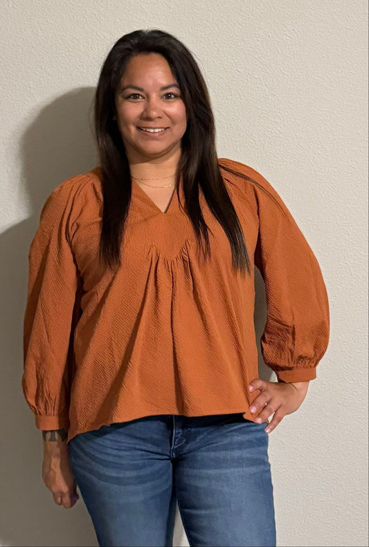 FALL FLAIR TOP - RUST