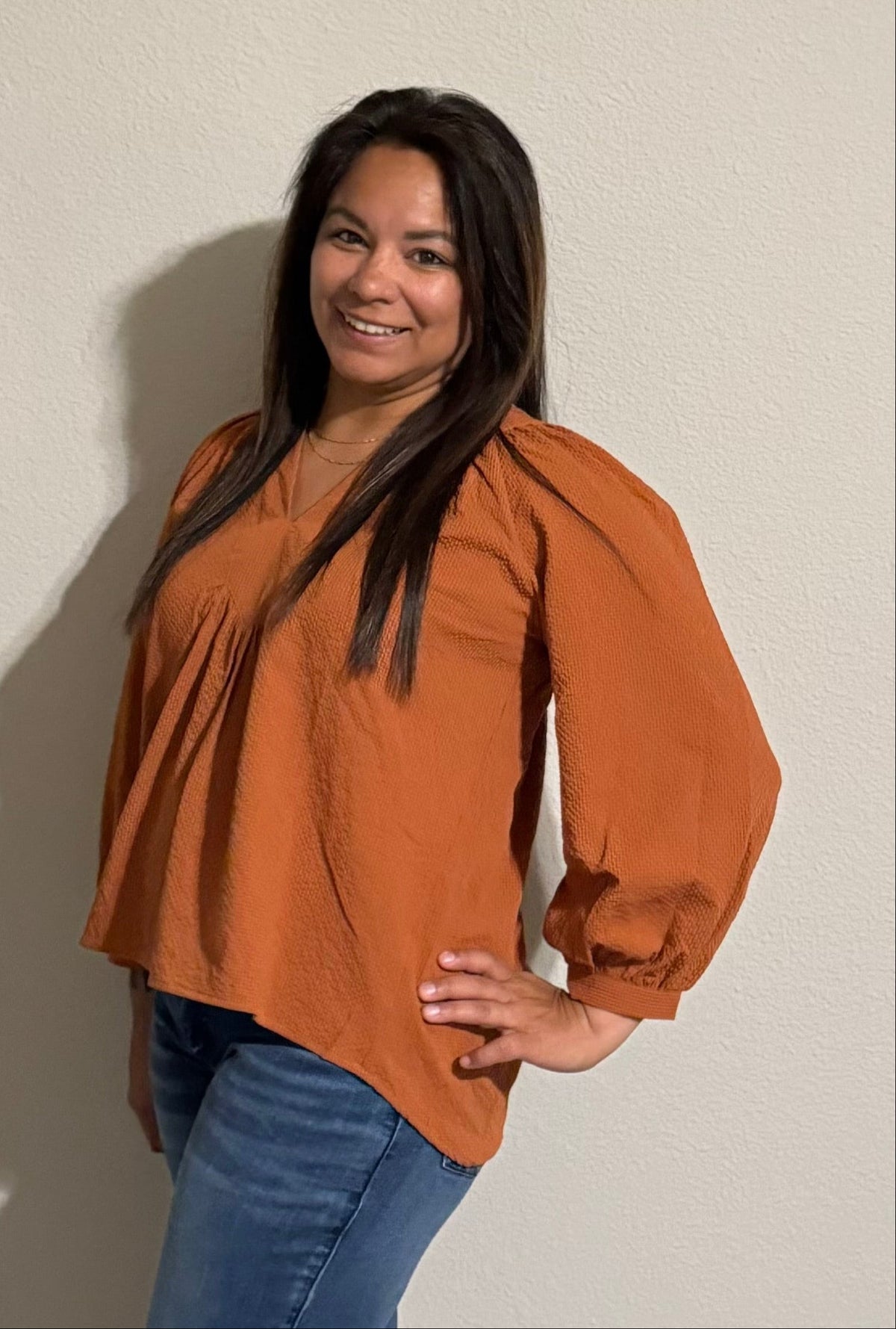 FALL FLAIR TOP - RUST