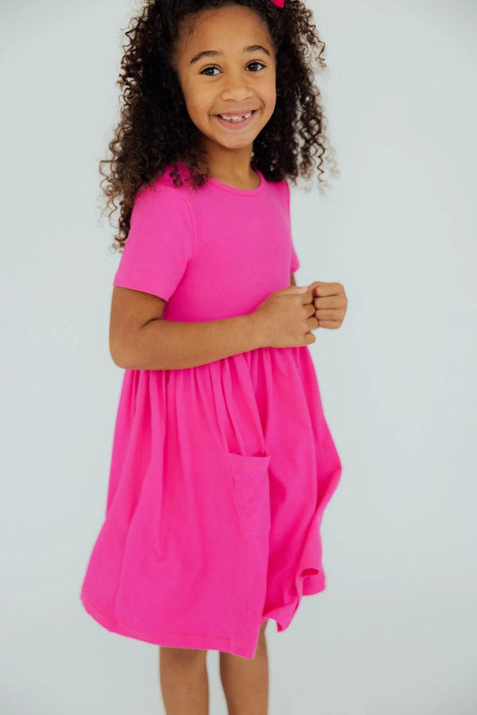 CARLY TWIRL DRESS - HOT PINK