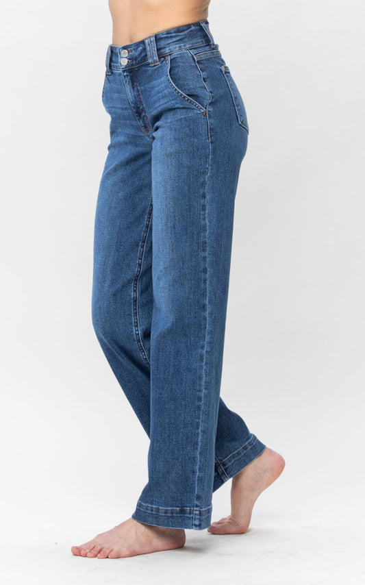 JUDY BLUE DOUBLE BUTTON WIDE LEG