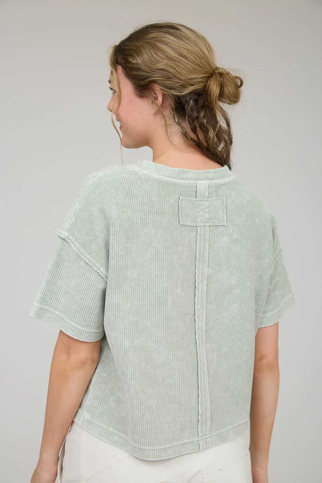 SWEET RIBBED TOP - LIGHT OLIVE