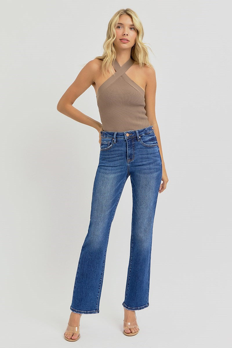 RISEN HIGH RISE ANKLE STRAIGHT LEG