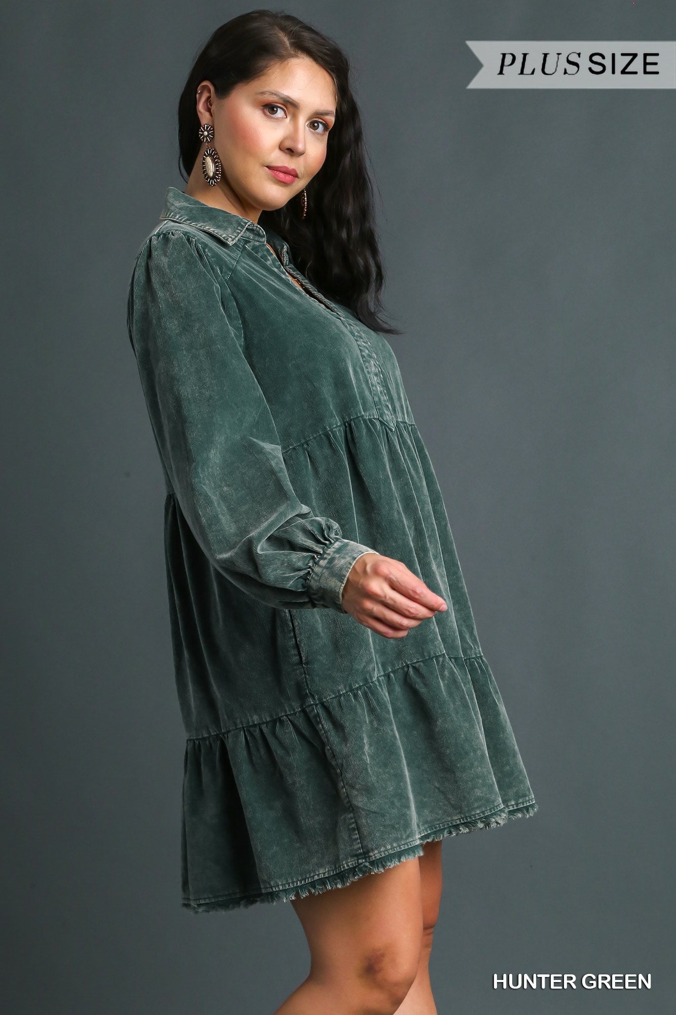 COOLER DAYS COMING DRESS - HUNTER GREEN