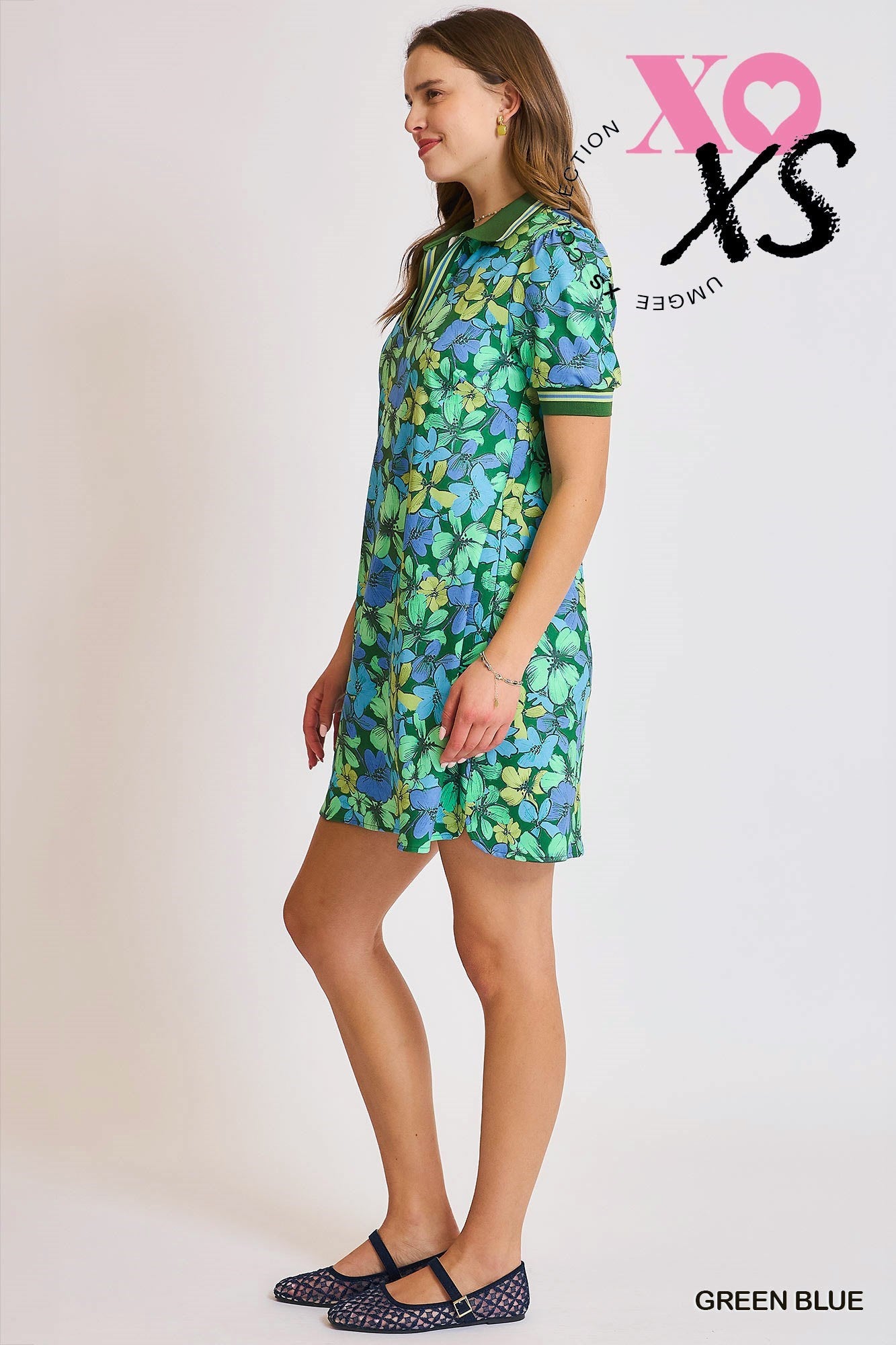 SPORTY FLORALS DRESS - GREEN/BLUE