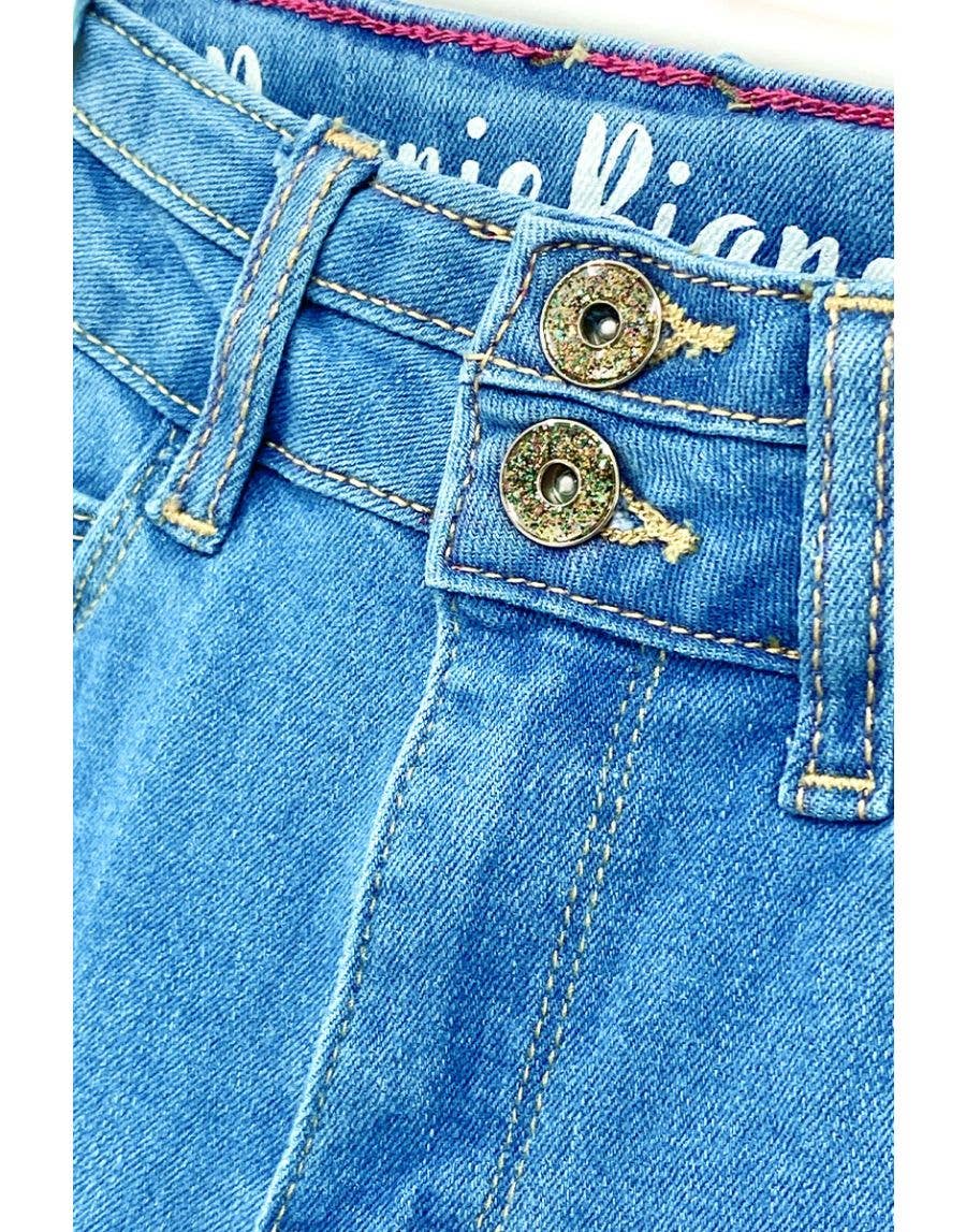 DOUBLE GLITTER BUTTON JEANS