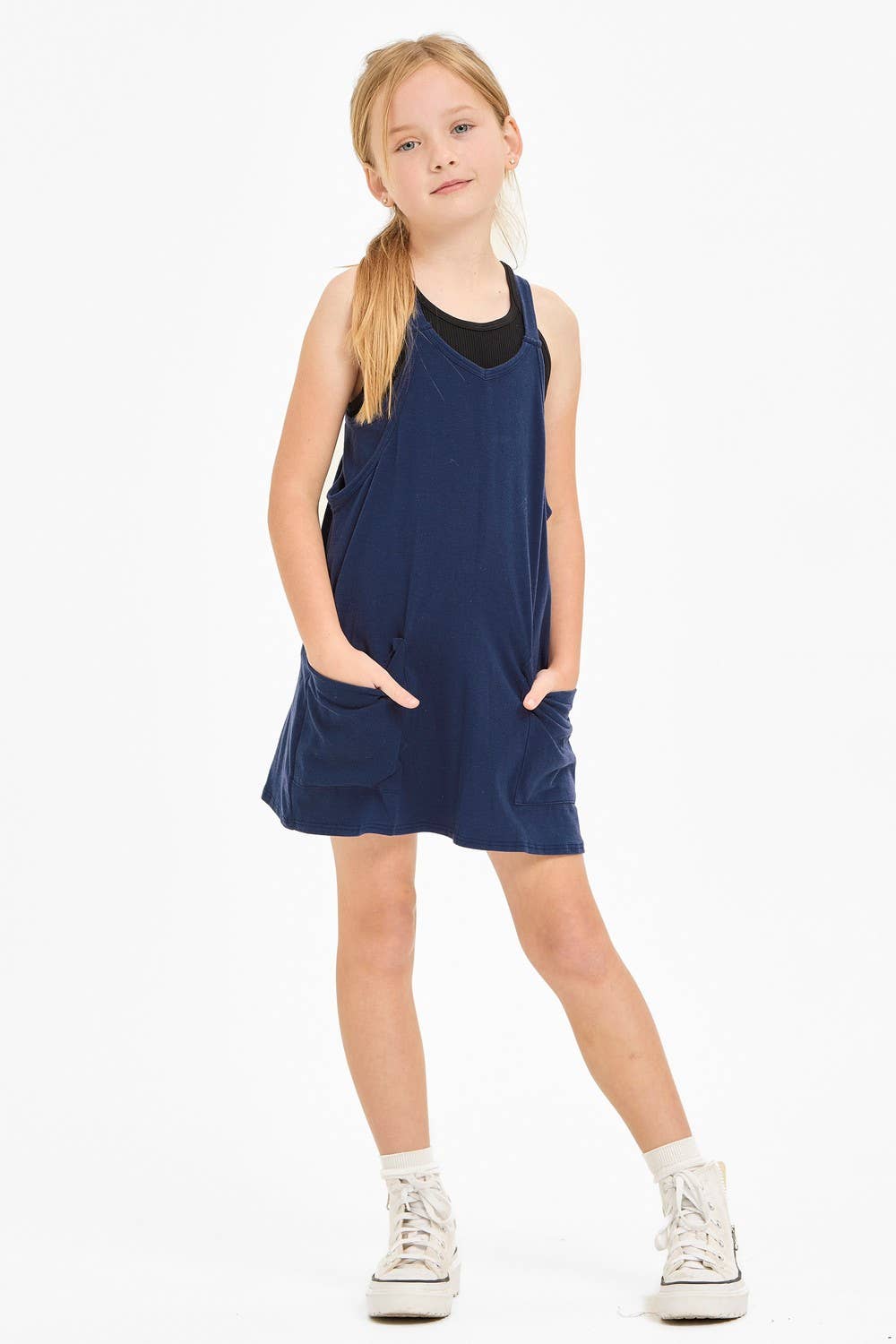 Relaxed Tank Dress with Built-In Romper Lining: Hot Pink / L
