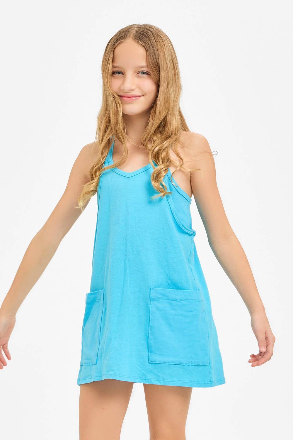 Relaxed Tank Dress with Built-In Romper Lining: Hot Pink / L