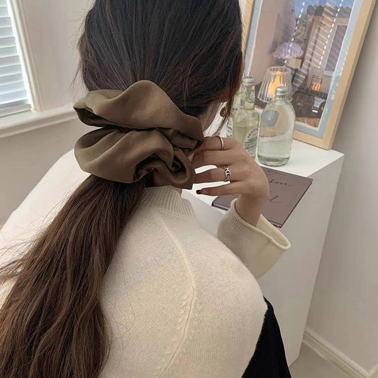 OVERSIZED SATIN SCRUNCHIE - BROWN