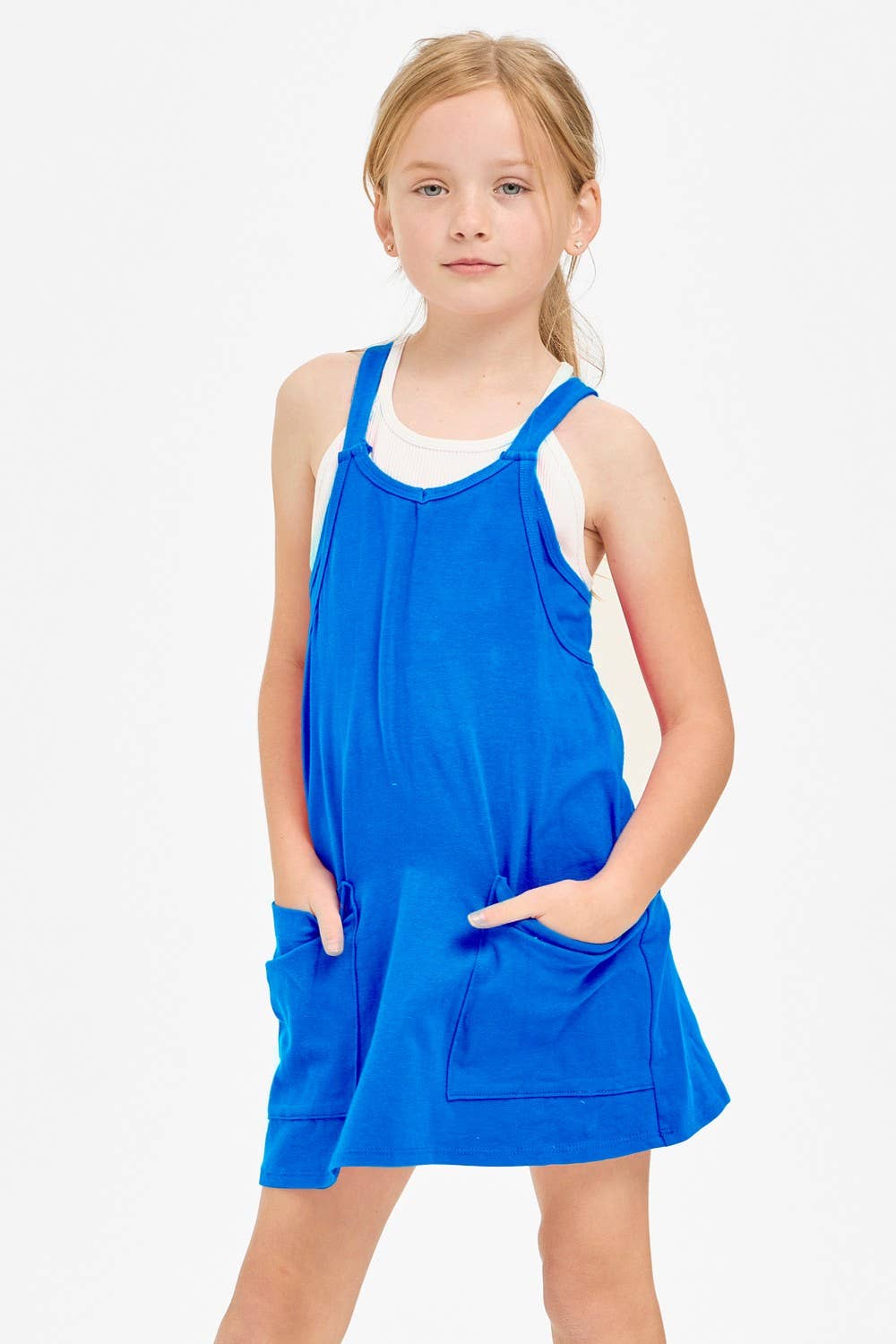 Relaxed Tank Dress with Built-In Romper Lining: Hot Pink / L