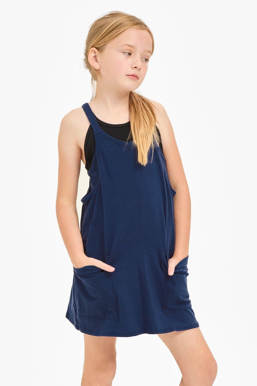 Relaxed Tank Dress with Built-In Romper Lining: Hot Pink / L