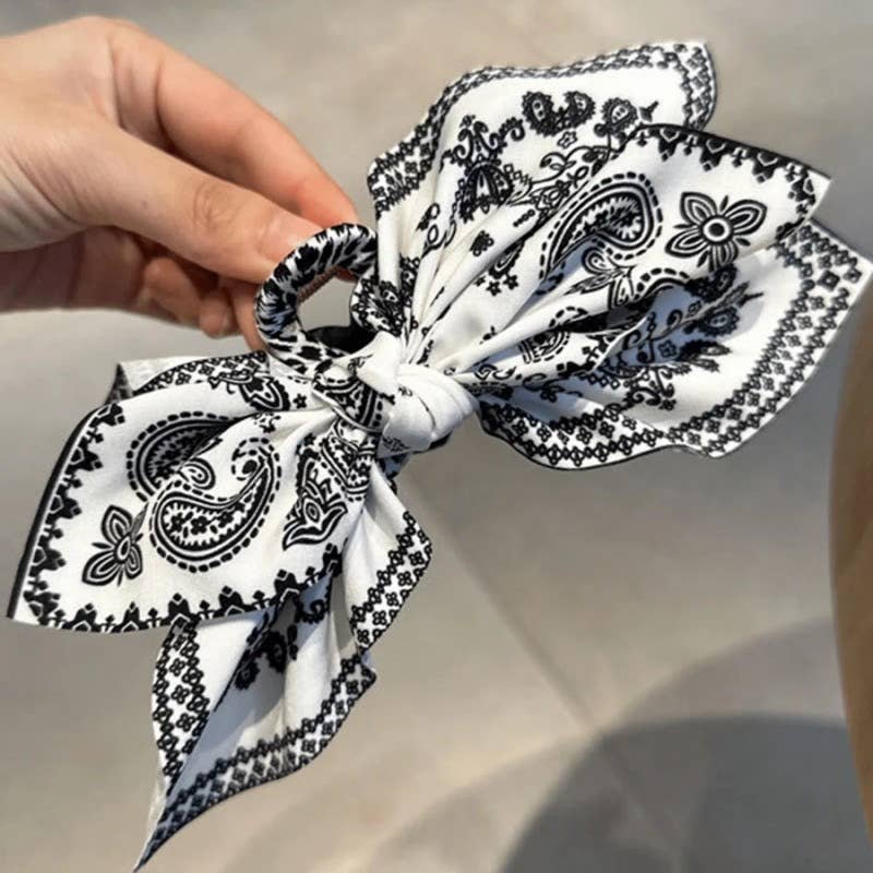 BOHO PAISLEY HAIR BOW SCRUNCHIE