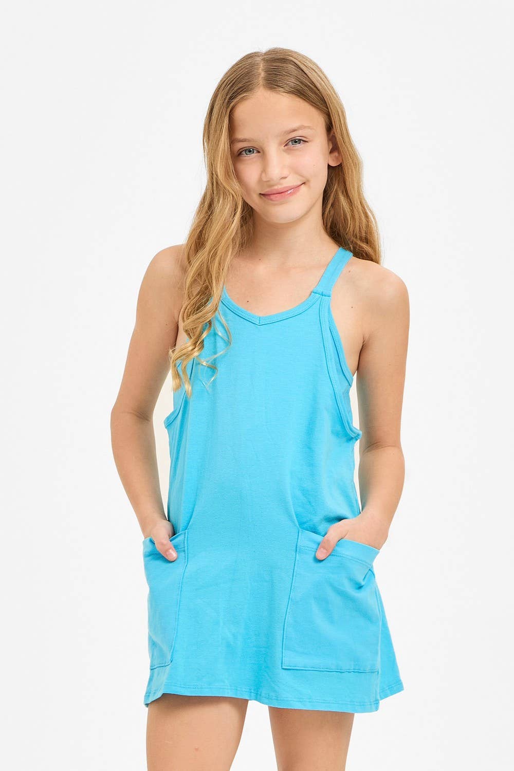 Relaxed Tank Dress with Built-In Romper Lining: Hot Pink / L